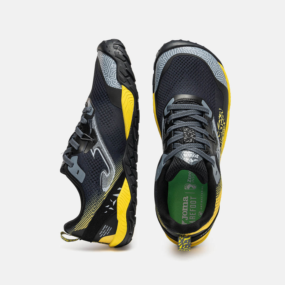 Deportiva Trail Barefoot Tundra Negro/Amarilla Joma